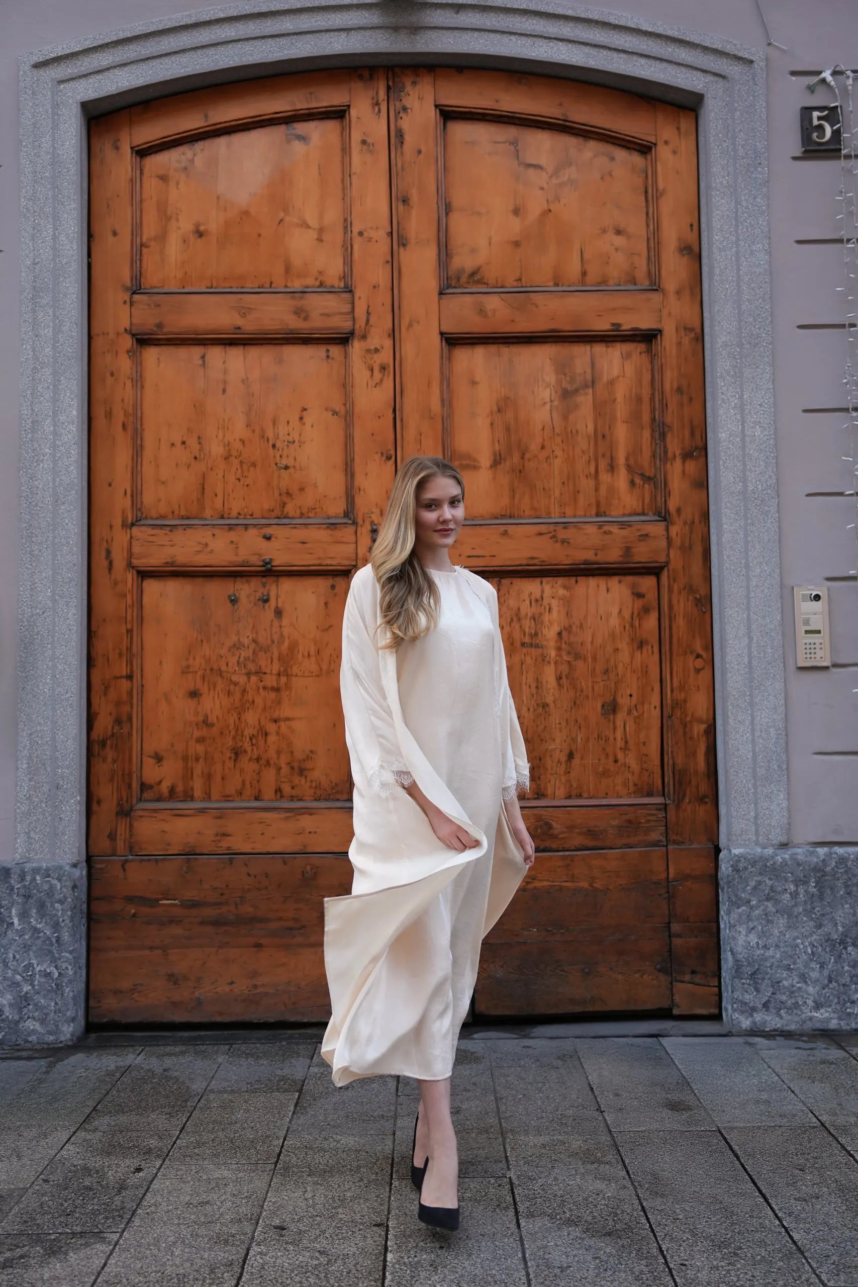 Atelier èmi — cream cape dress