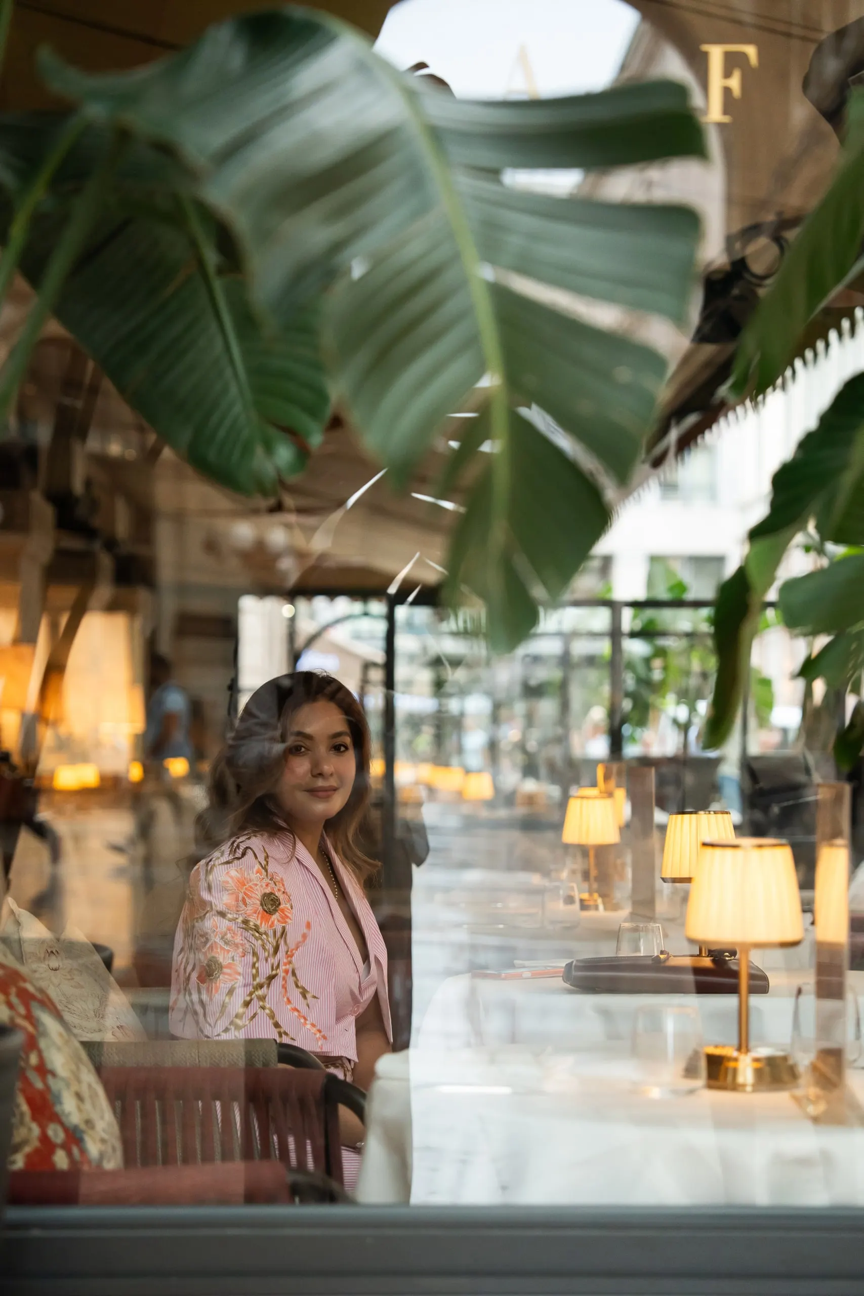 Megha Sehra — a shoot in Milan — reflection in the shop window