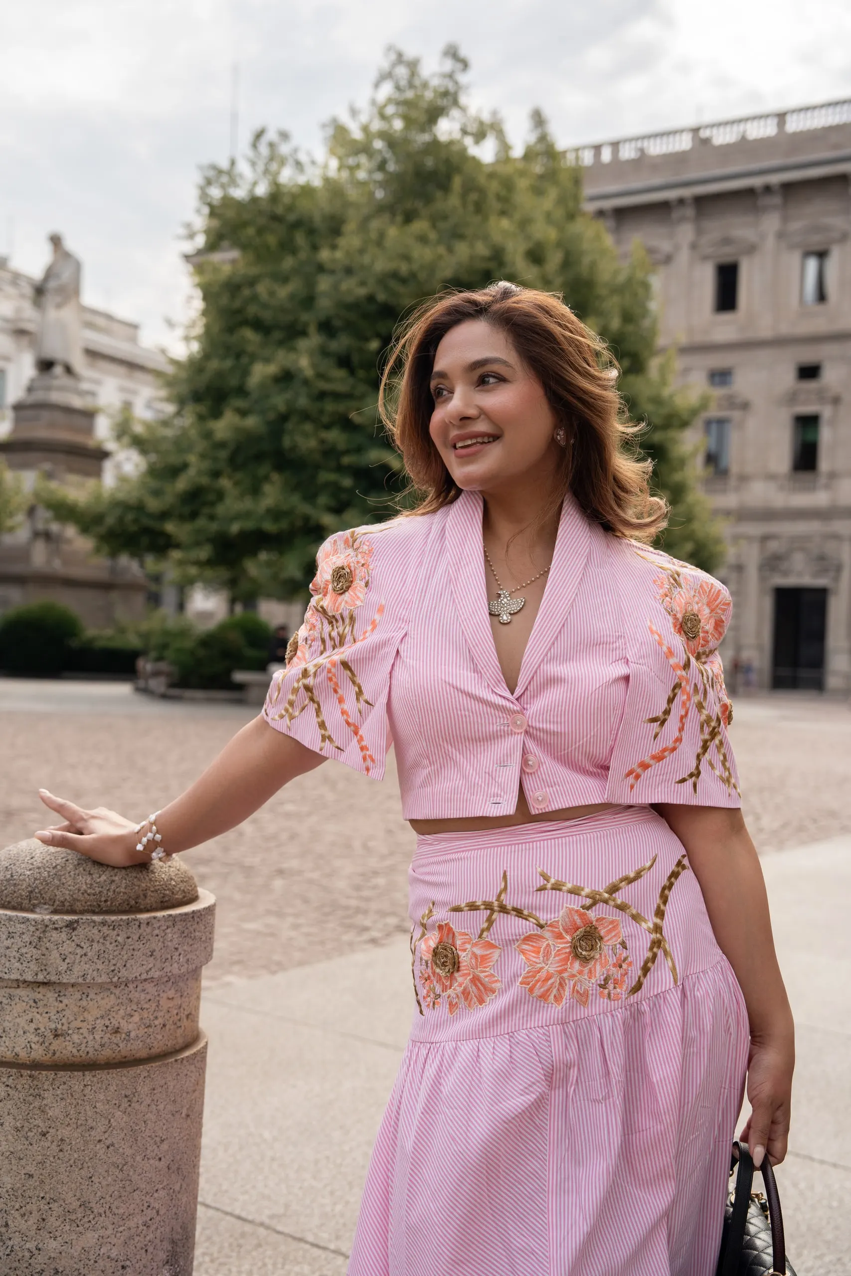 Megha Sehra — a shoot in Milan — a gesture on the square
