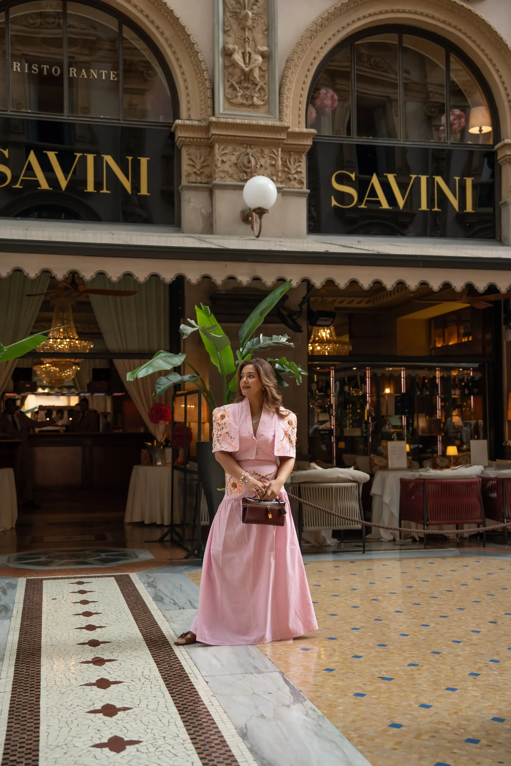 Megha Sehra — a shoot in Milan — outside the historic restaurant