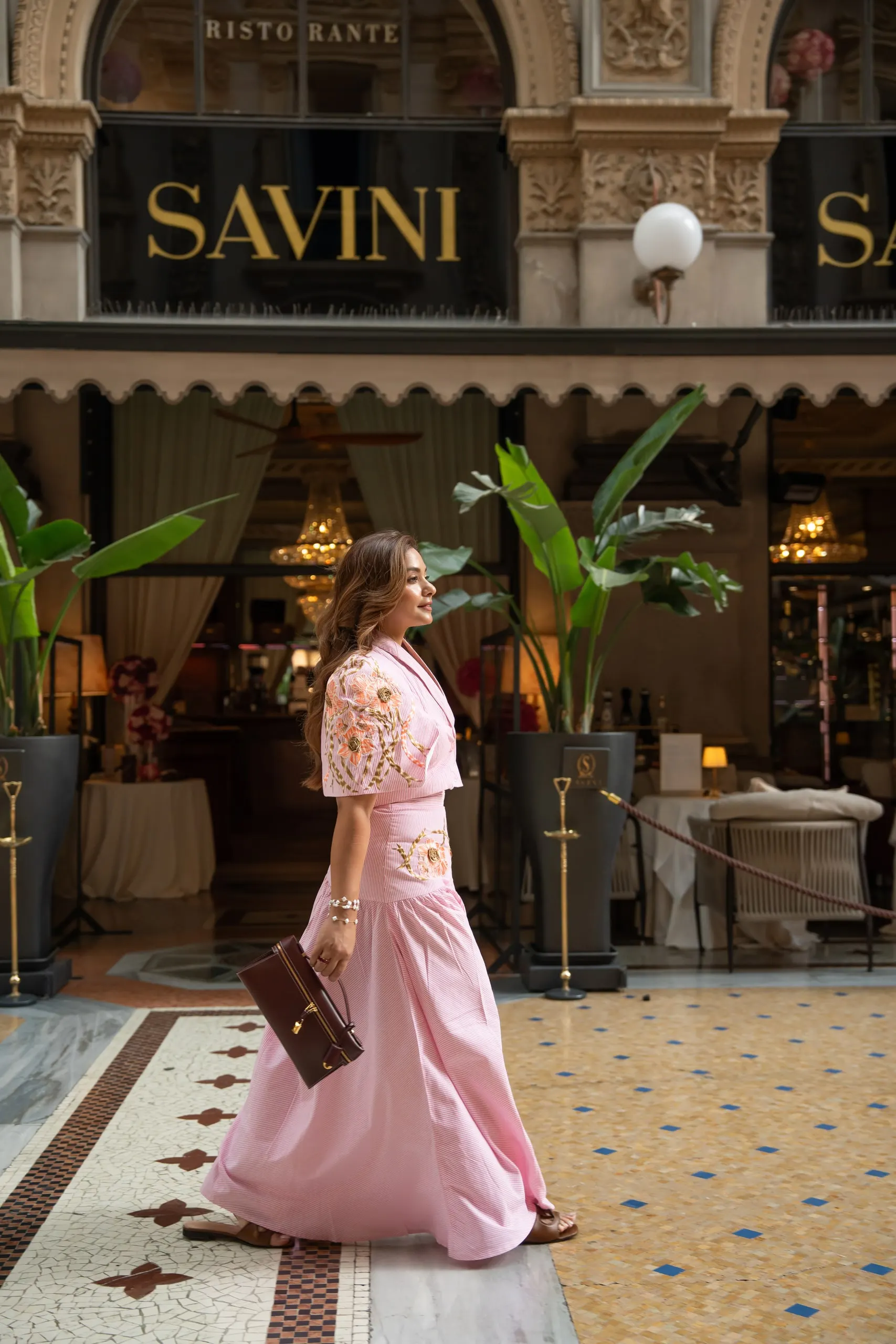 Megha Sehra — a shoot in Milan — walking through the gallery